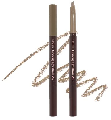 ETUDE Drawing Eye Brow, Eyebrow Pencil, Microblading, Long Lasting, Soft Textured Natural Daily Look, Korean Makeup, Beauty, Light Brown (0.008 Ounce)