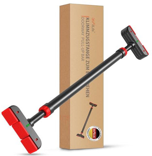 DH FitLife Klimmzugstange für Türrahmen ohne Schrauben | Pull Up Bar Doorway zu Hause | Türstange für Muskeltraining | Dehnstange für Tür 72-92 cm | mit Wasserwaage