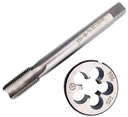 HUAZHICHUN Gewindeschneider-Set, M15 x 1,25 mm, metrisch, HSS Gewindebohrer und Schneideisen-Set, Rechtshänder, 1 Stück