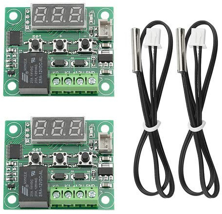 BGTXINGI W1209 Digitales Thermostat, hohe Präzision, Temperaturregelungsschalter-Modul, DC 12 V, Mikro-Temperatursteuerplatine und NTC 10 K Thermistor, wasserdichte Sensoren, digitale Temperatursonde,