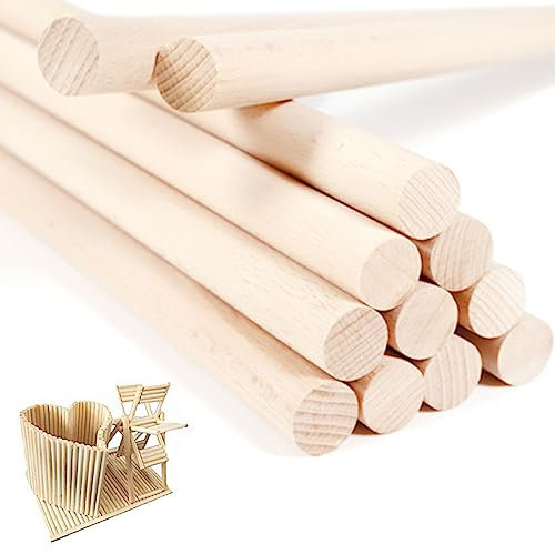 30 Pieces Wooden Sticks for Craft,Dowel Rods 6mm,Craft Sticks,Wood Sticks,for DIY,Model Making,Crafts,Decoration,30cm x 6mm