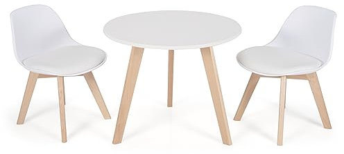 LIFEZEAL Kindertisch mit 2 Gepolsterten Stühlen, Kindersitzgruppe aus Buchenholz, Kinder Tisch Stuhl Set, Kindermöbel für 3-8 Jahren, Kinder Tischgruppe für Kinderzimmer & Kindergärten