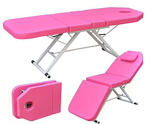 GramStudio Klappbar Massagetisch,3 Zonen Mobile Kosmetikbett Massagestuhl Mobile-Hohe Belastbarkeit-Rosa