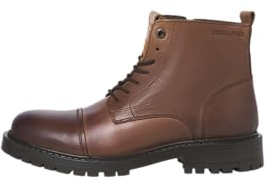 JACK & JONES Stivali da uomo in pelle Jfwtremor Sn, cognac, 42 EU