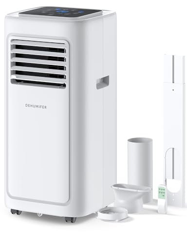 Portable Air Conditioner, 4-in-1 Air Conditioning Unit 8000BTU with Sleep Mode, Cooling & Fan with 2 Speed, Dehumidifier, Air Conditioner with 24H, Child Lock, Window Venting Kit- Portable AC Unit