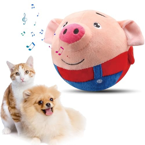 Topbashgo Hundespielzeug Ball, Active Moving Pet Plush Toy, Interaktives Hundespielzeug, Active Ball Hund, Spielzeug Plüsch Balle Für Katze& Hunde (rotes Schwein)