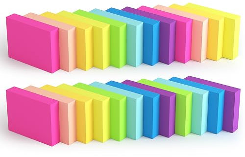24 Pads Mini-Haftnotizen, 3,8 x 5,1 cm, Kleine Selbstklebende Notizen, 80 Blatt/Block, für Kleine Erinnerungen in Büros, Schulen und Haushalten, 38 x 51 mm