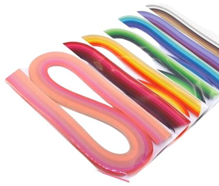 ODETOJOY Mehrfarbiges Papierstreifen-Set, 6 Farbverlaufsfarben, 53,3 cm Länge, 10 mm Breite, DIY Quilling-Streifen, Sortiment, Basteln (7 Beutel-Set)