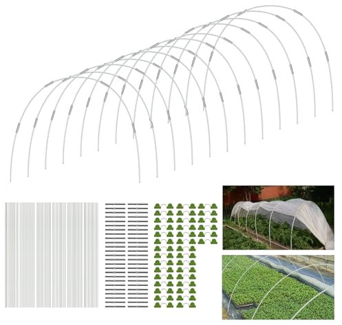 Gewächshausreifen Fiberglas, 60PCS 17 Zoll Gewächshaus Hoops, Folientunnel Bögen für Hochbeet, Durable Frei Biegbar Gartenreifen, Fiberglas-Stützrahmen Pflanzentunnel for Gartenstoff Gartenpfähle