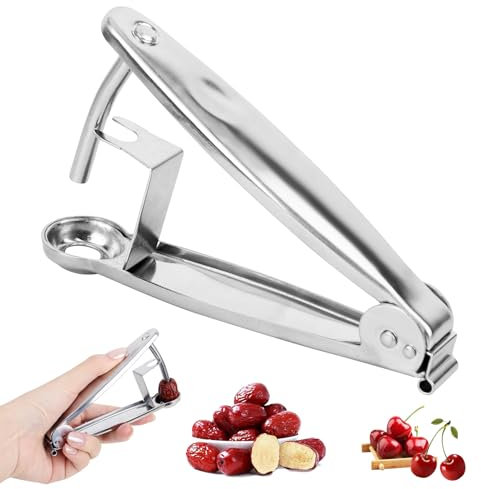 YYTECH Deshuesador Cerezas, Herramienta para Quitar Hoyos de Cereza Longitud: 13 cm, acero inoxidable, Plata, Portátil Descorazonador de Cerezas para Cocina Cereza Espino Rojo Fecha Azufaifo
