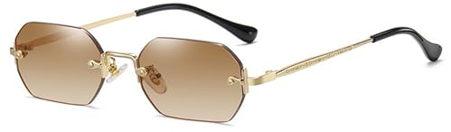 QVKUUT Rechteckig sonnenbrille rahmenlose Mode Retro Rechteck Brille Damen Herren, UV400