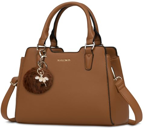 IGOLUMON Sac a Main Femme Cuir Sacs à Main Portés Main Femme Sac à Main Bandoulière Sac Bandouliere Sacs Bandoulière Sac Fourre Tout Sac Besace Sacoche Femme pour Université Travail Marron