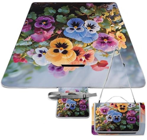 JKLQWH Tapis de pique-nique, de plage, de pensées imprimées, imperméable, pliable, extra large, carré, pour randonnée, voyage, camping, parcs