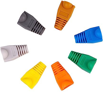 Housoutil 100pcs Rj45 Connector Boots Cover Ethernet Network Cable Plug Protector Caps Mixed Colors Suitable for Network Cable Strain Relief and Connector Protection