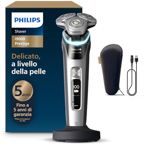 Philips Rasoir i9000 Prestige, Rasoir électrique sec et humide, Dark Slate Nova, avec technologie Skin IQ, système Triple Lift & Cut, lames rotatives 360 Dual SteelPrecision, modèle XP9204/10