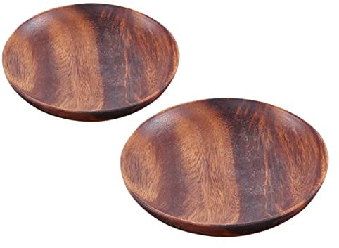 ABOOFAN Plato De Comida Bandeja Para Almacenar Alimentos Soporte Para Refrigerios (2 Piezas Color Madera)