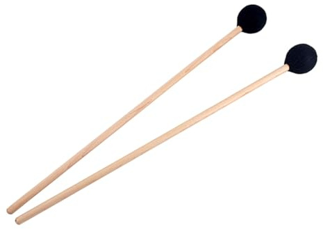 WESIEVYA 2pcs Wool Drumstick Bass Drum Mallet Drum Stick for Percussion Instrument Wool Felt Head and Wooden Handle for Drumming Sessions