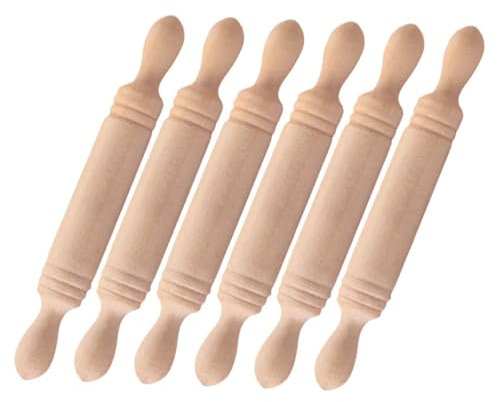 Toyvian 6pcs Mini Rolling Stick for Boys and Girls Toy Wooden Craft Pin Smooth Surface Decorative Mini House Accessory