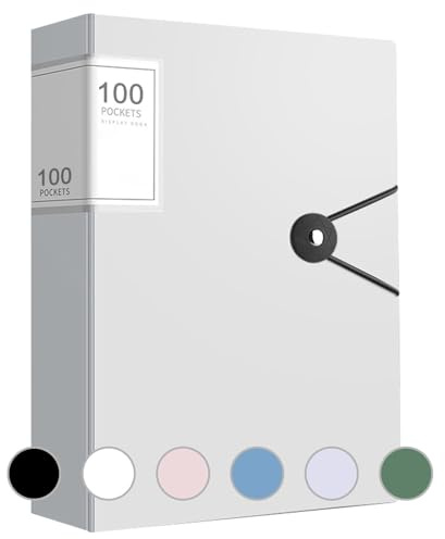 Raccoglitore A4 con buste trasparenti, 100 tasche con buste trasparenti, formato A4, cartella con cartella per progetti per individui, scuola e uffici (bianco)