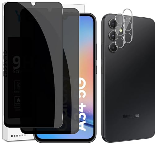 Yenwen Sichtschutzfolie für Samsung Galaxy A34 5G für Panzerglas, 2 Stück Sichtschutz und 2 Stück Kameraschutz, 9H Härte Privacy Schutzfolie Folie Anti Spy Blickschutzfolie