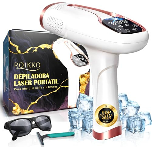 Depiladora Laser ROIKKO® PREMIUM Con Función De Refrigeración | Laser Depilacion 600NM-1200NM | Depiladora Luz Pulsada | Depiladora Laser Mujer | Maquina Laser Depilacion | Luz Pulsada Depilacion