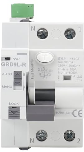 Diferencial Auto Rearmable 2P 40A 300mA Tipo A - RCCB Superinmunizado | 3 intentos de rearme automático, previene incendios por fugas, reduce disparos intempestivos