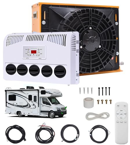 24 V RV-Klimaanlagen-Split-Kit – leise, schnelle Kühlung mit 850 W Leistung, 450 m³/h Luftstrom für LKW, Busse, Wohnmobile, Wohnwagen, Bagger – effiziente Park-Wechselstrom-Lösung