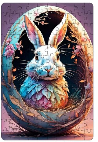 Fukamou Osterhasen-Puzzle,Osterrätsel Für Kinder - Lustiges Ostereier-Kunstpuzzle,Buntes Bastelpuzzle Für -Heimdekoration, Osterhasen-Eier-Puzzle