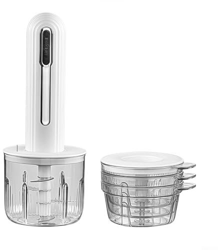 Hachoir électrique - Mini hachoir - Robot de cuisine et mélangeur - Bol en verre - Moulin à légumes pour fruits, poivrons, piments, légumes, oignons, viande (blanc)