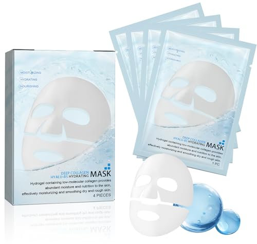 Masque Collagene Visage Korean(lot de 4),Masque Collagène,Bio Collagen Overnight Mask,Visage Masque Profond Coréen,Réduction des Pores, Amélioration de l'Élasticité,Convient à Tous les Types de Peau