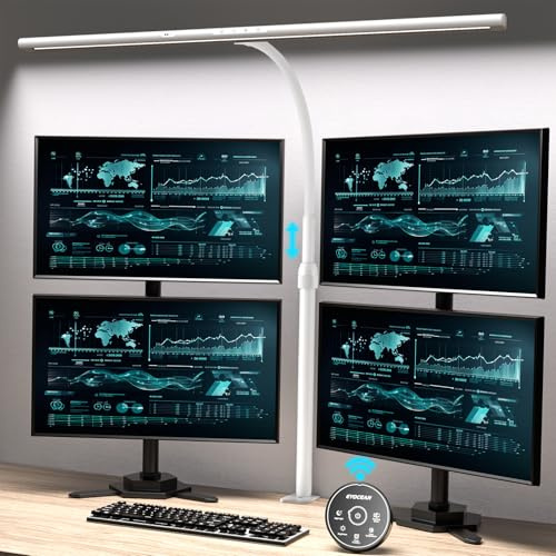 EYOCEAN Schreibtischlampe LED, 24W 80cm Tischlampe mit Gestensteuerung & Fernbedienung, Dimmbare Tageslichtlampe, Monitor Lampe für Büroangestellte, Studente, Designer, Künstler, Videoeditoren