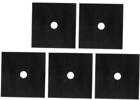 DIYEAH Tapis de Cuisson Noir en Ptfe Réutilisable et Découpable, Protection pour Cuisinière à Gaz, Lot de 5 Pièces, Housse Antiadhésive et Lavable Cuisine Propre