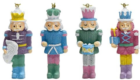 Hrtyvhin 4 piezas Navidad dulces cascanueces estatua de muñecas decoraciones colgantes figuras juguetes adornos Navidad fiesta decoraciones