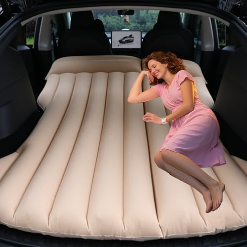 Canareen Materasso Gonfiabile per Auto, Materasso Auto per Model Y, SUV, MPV,Campeggi Letto per Viaggi, Campeggio, Attività all'Aperto Beige