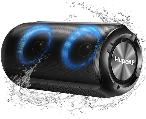 Bluetooth Lautsprecher mit Licht, Neues Blue tooth 5.3 Musikbox Tragbarer Bluetooth Box mit 52mm Durchmesser Dual Lautsprecher, Tiefer Bass, IPX7 Wasserdicht Outdoor Speaker für Reisen/Party/Strand