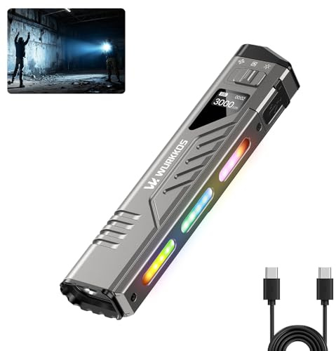 Wurkkos TD11 Taktische Taschenlampe, led taschenlampe usb aufladbar, Extrem Hell 3000LM EDC Taschenlampe Mit Seitenleuchten, wasserdicht klein Taschenlampe für Outdoor- und Indooraktivitäten