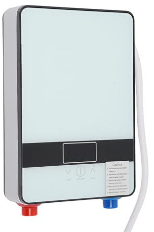 Elektrisch Durchlauferhitzer, 6500W Instant Warmwasser Badezimmer Dusche mit LED-Touchscreen, Elektrischer Warmwasserbereiter 30-55℃, für Häusern, Küchen, Badezimmern, 27.7x18.6x5.7cm