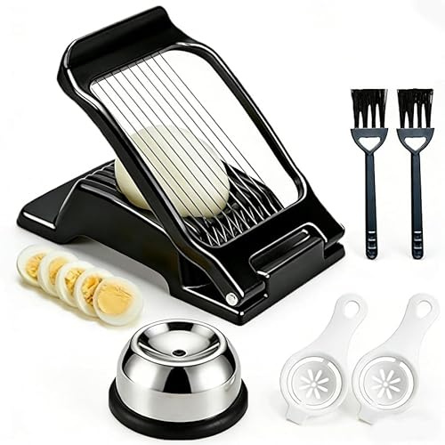 Eierschneider Edelstahl 6‑teiliges Set | Spülmaschinenfest | Inkl. Eiweißseparator & Reinigungsbürsten | Ideal für Frühstück, Eiersalat & Sandwiches