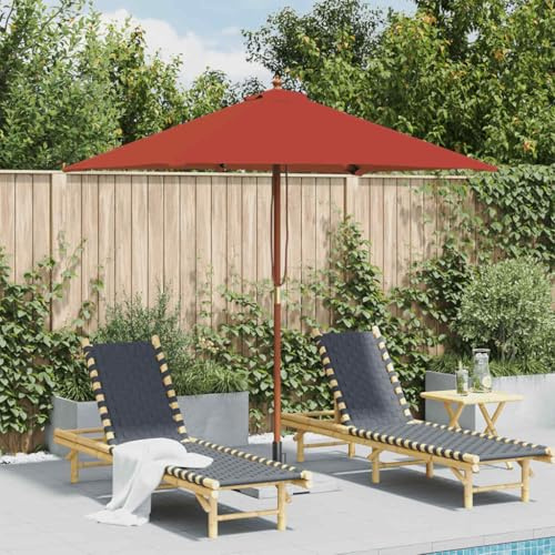 Parasol avec mât en bois et terre cuite - 150 x 200 cm - Protection anti-UV - Robuste - Pour l'extérieur, le patio, la terrasse extérieure, la terrasse - Tissu d'ombrage rectangulaire - Idéal comme