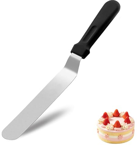 8 Inch Cake Palette Knife, Icing Spatula Stainless Steel, Angled Cake Spatula for Cake Decorating, Frosting and Baking Smoothing Tool