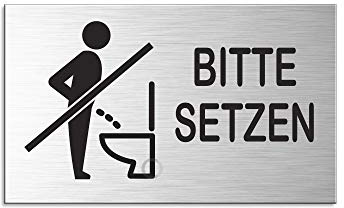 OFFORM DESIGN Schild Bitte setzen Türschild 60x100 mm Aluminiumschild Edelstahloptik Nr.44629-S