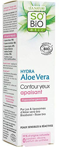 So'Bio Étic Contour yeux apaisant, peaux sensibles et réactives, Hydra Aloe Vera 15 ml