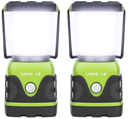 LE LED Campinglampe, Ultra Hell 1000 Lumen, 4 Leuchtmodi Dimmbar Suchscheinwerfer, Batteriebetrieben Notfallleuchte für Stromausfällen, Wandern, Notfall, Ausfälle und so weiter, 2 Stück