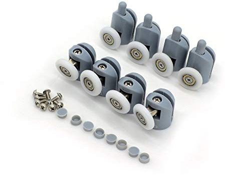 8pcs Roulement douche ， rouleaux rouleau roues roulements roulettes pour la porte de douche Cabine Home bain DIY pièces de rechange 25 mm