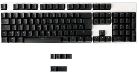 YMDK 105 Deutsch ISO Double Shot PBT Shine Through OEM Profil Tastenkappen Set Geeignet für Cherry MX Switches Mechanische Tastatur (Schwarz)
