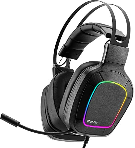 NITHO Titan Pro Casque Gaming pour PC/PS4/PS5, avec Microphone Amovible, Son Surround 7.1, Transducteurs 50mm, Lumière Multi-Effet RVB - Noir
