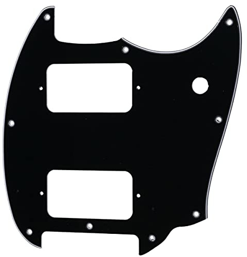 Musiclily Pro 9 Löcher HH Gitarre Schlagbrett Pickguard 3-lagig Schwarz | Runde Ecke, für Squier Bullet Series Mustang E-Gitarre