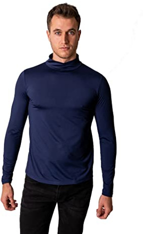tex leaves Camiseta Interior Térmica para Hombre - Cuello Alto - Colores básicos a Elegir (Marino, S)