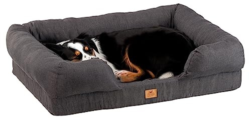 Ferplast hundbädd hundkudde hundbädd stor minnesskum hund matortopedisk hundbädd och soffa hundmadrass tvättbar 93 x 73 x h 22,5 cm. Grau