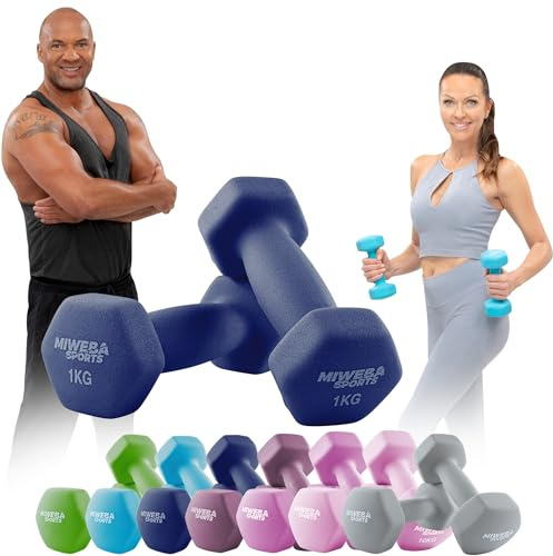 Miweba Sports Neopren Hantelset NKH100 | 0.5-10 kg (2X 1.0 kg, Königsblau)